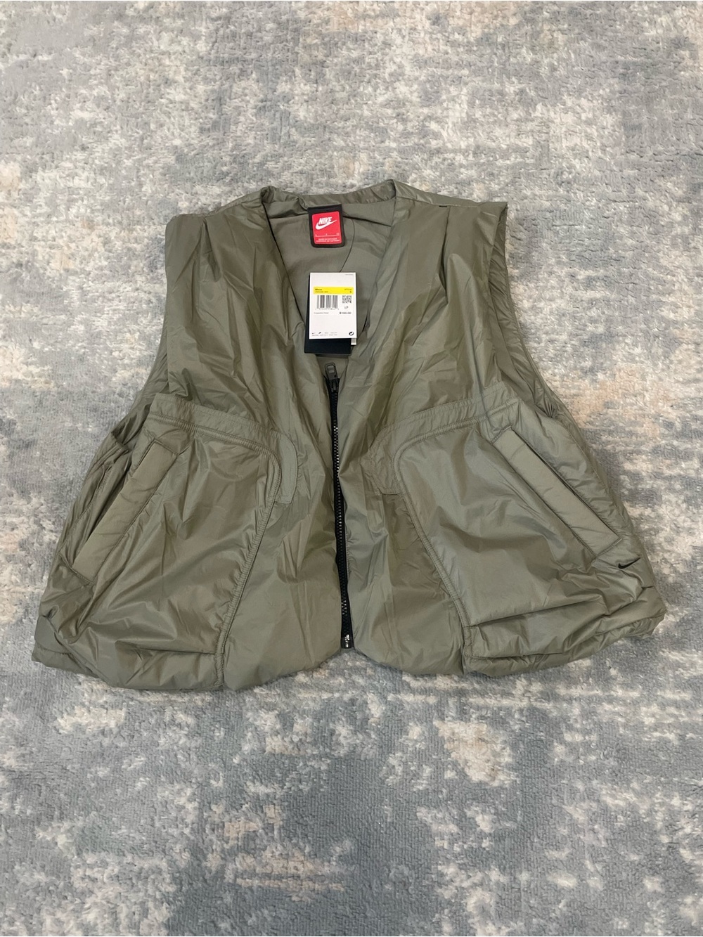 Nike Mens Olive Green Packable Vest Jacket